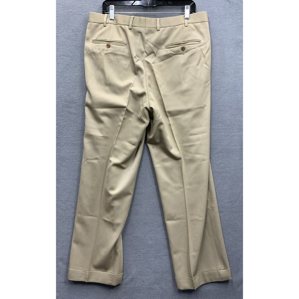 Brooks Brothers Mens Dress Pants Pleated Cuffed Beige Dry Clean Only Size 36X30 - Picture 3 of 16